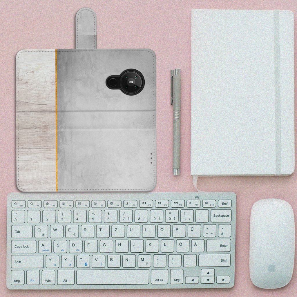 Nokia 5.3 Book Style Case Wood Concrete