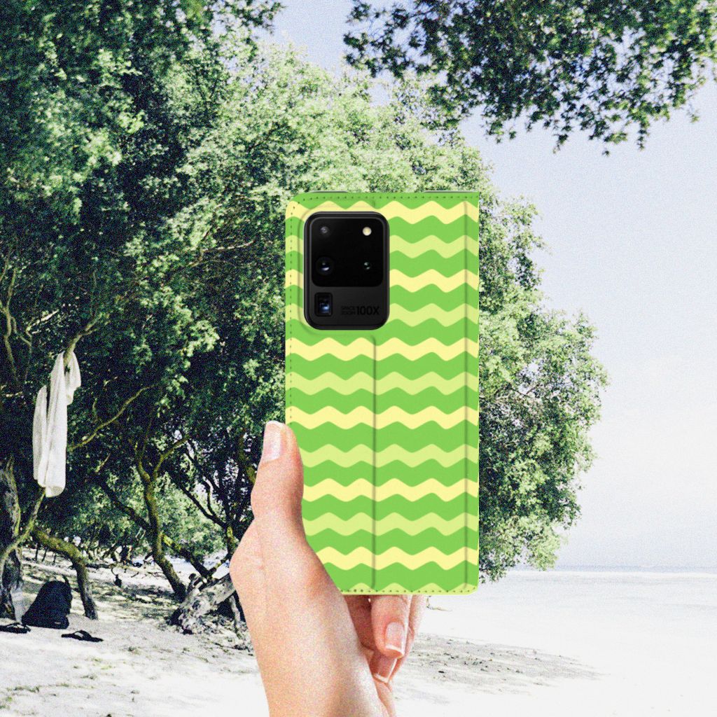 Samsung Galaxy S20 Ultra Hoesje met Magneet Waves Green - B2C Telecom