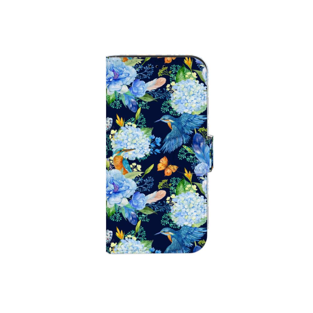 Telefoonhoesje met Pasjes voor iPhone 13 Pro IJsvogel met bloemenprint en vlinders