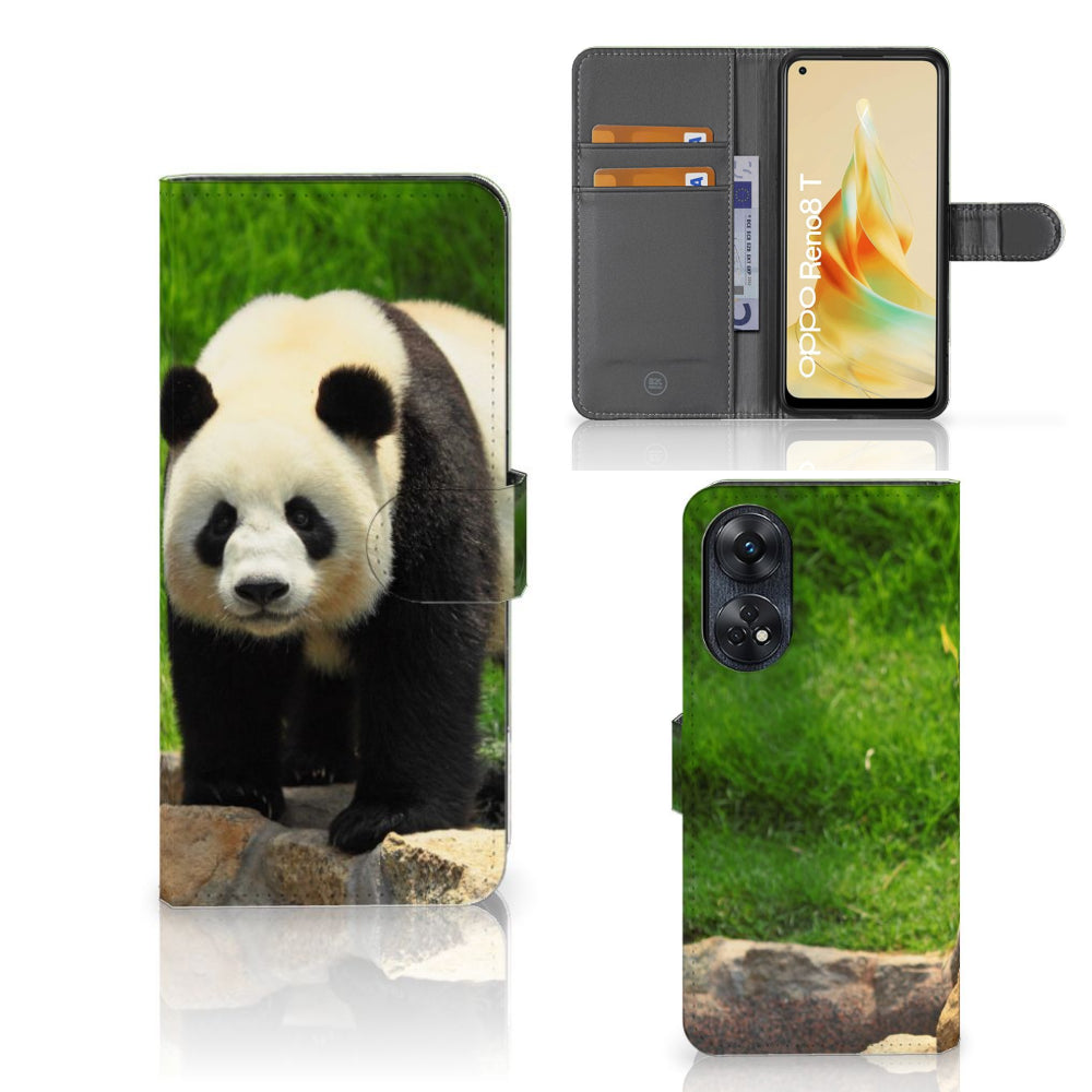 OPPO Reno8 T 4G Telefoonhoesje met Pasjes Panda
