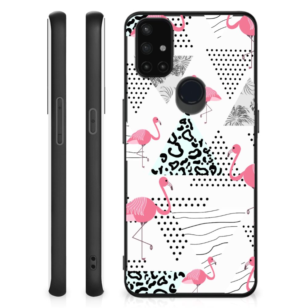 OnePlus Nord N10 5G Dierenprint Telefoonhoesje Flamingo Triangle