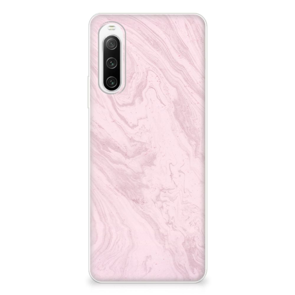 Sony Xperia 10 IV TPU Siliconen Hoesje Marble Pink - Origineel Cadeau Vriendin