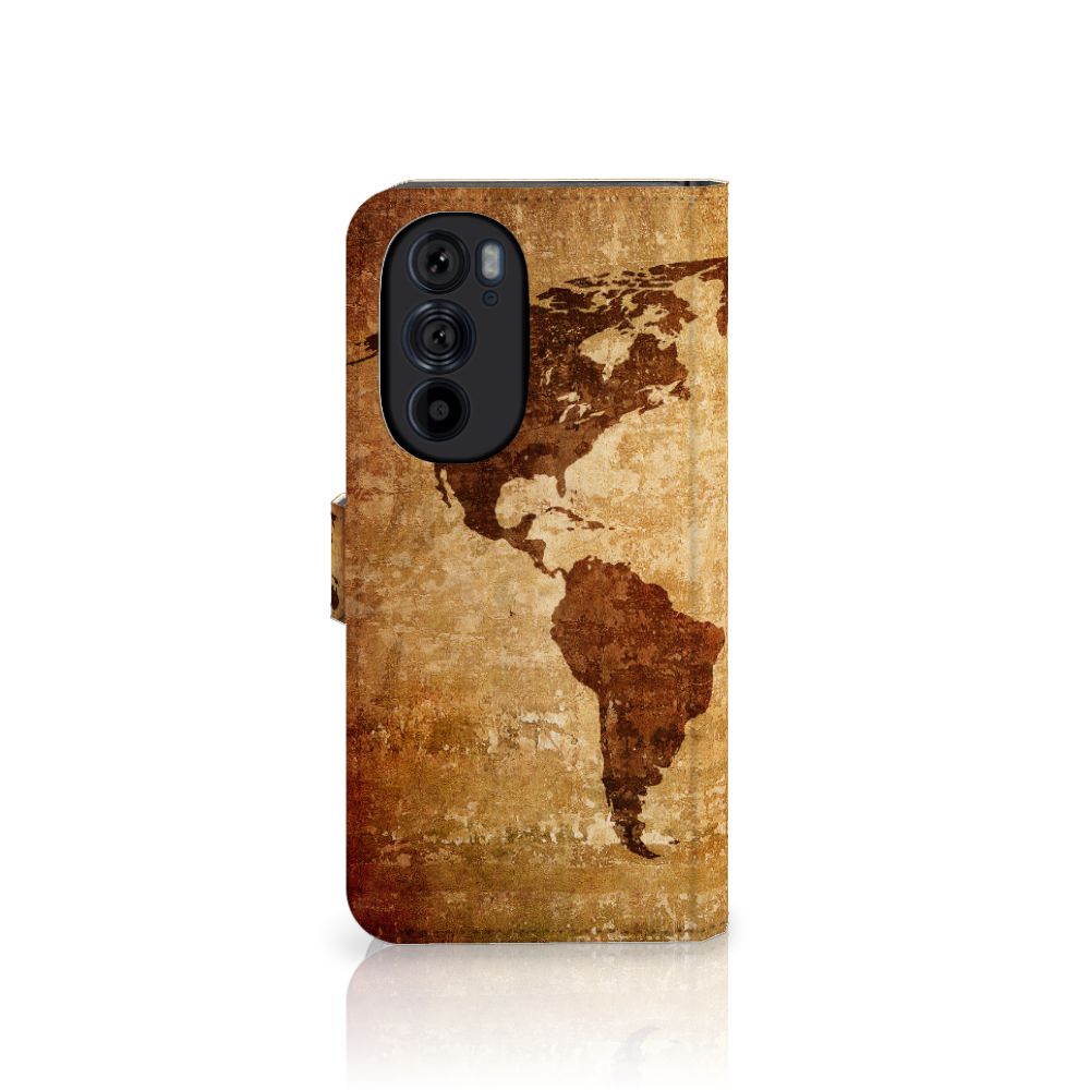 Motorola Edge 30 Pro Flip Cover Wereldkaart