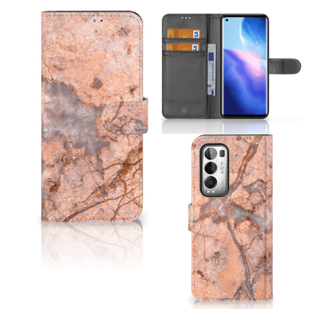OPPO Find X3 Neo 5G Bookcase Marmer Oranje