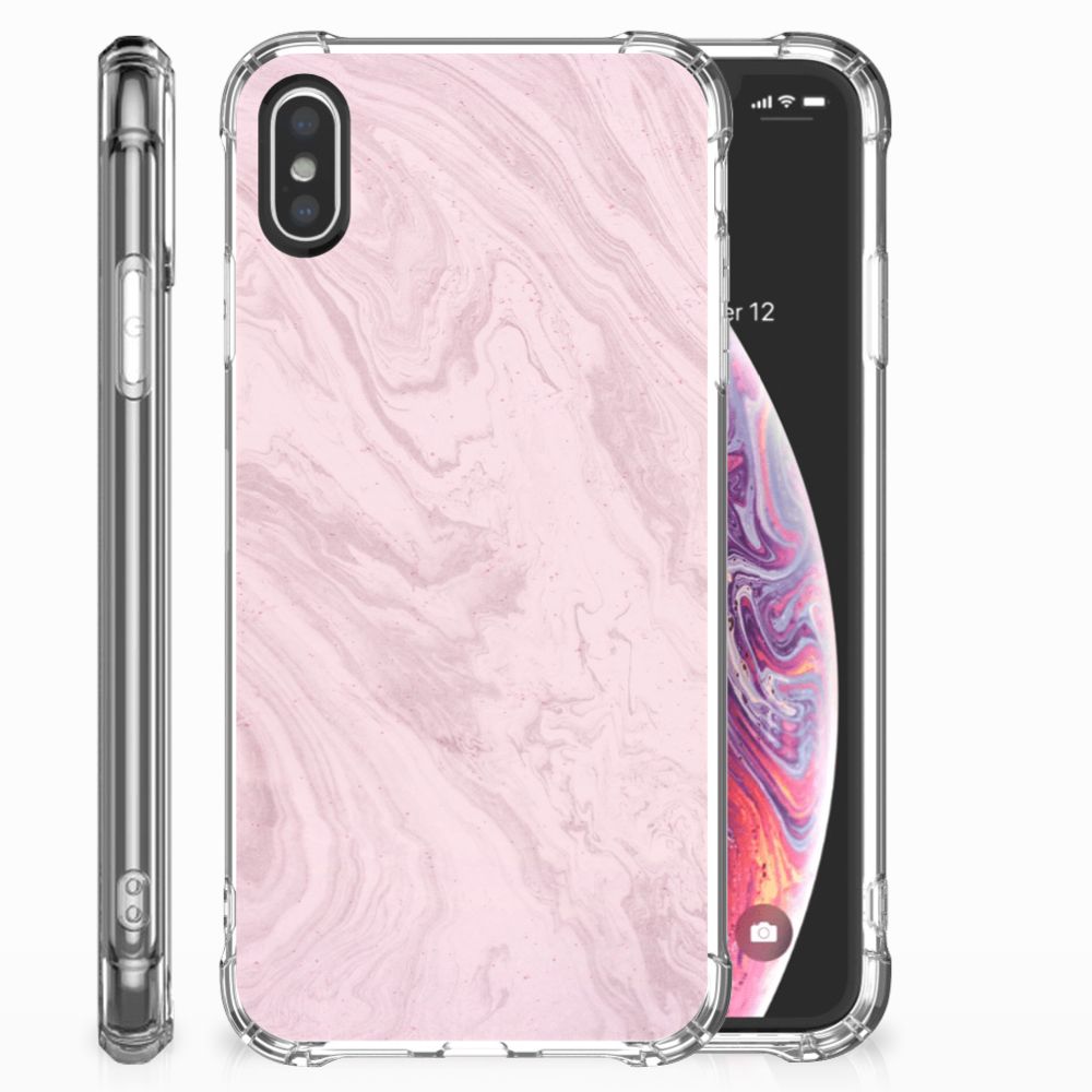 Apple iPhone X | Xs Anti-Shock Hoesje Marble Pink - Origineel Cadeau Vriendin