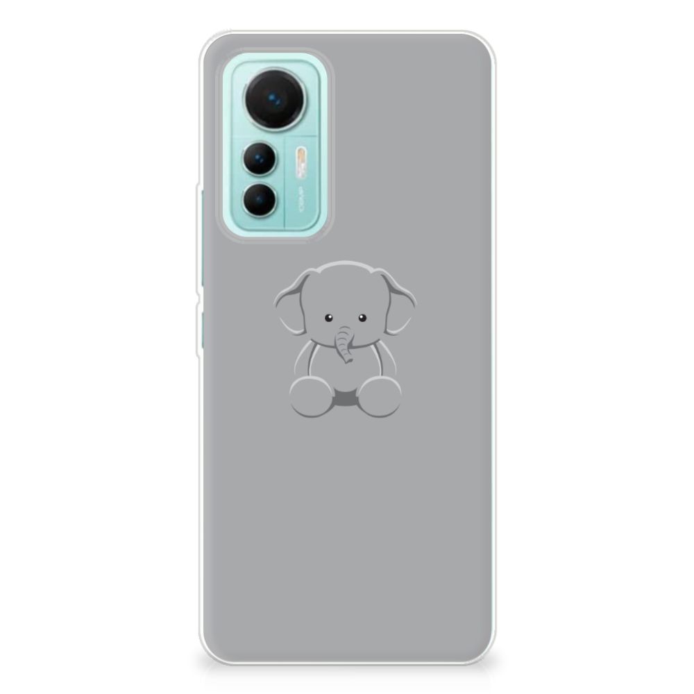 Xiaomi 12 Lite Telefoonhoesje met Naam Grijs Baby Olifant B2C Telecom
