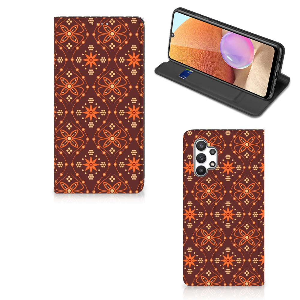 Samsung Galaxy A32 4G | A32 5G Enterprise Editie Hoesje met Magneet Batik Brown