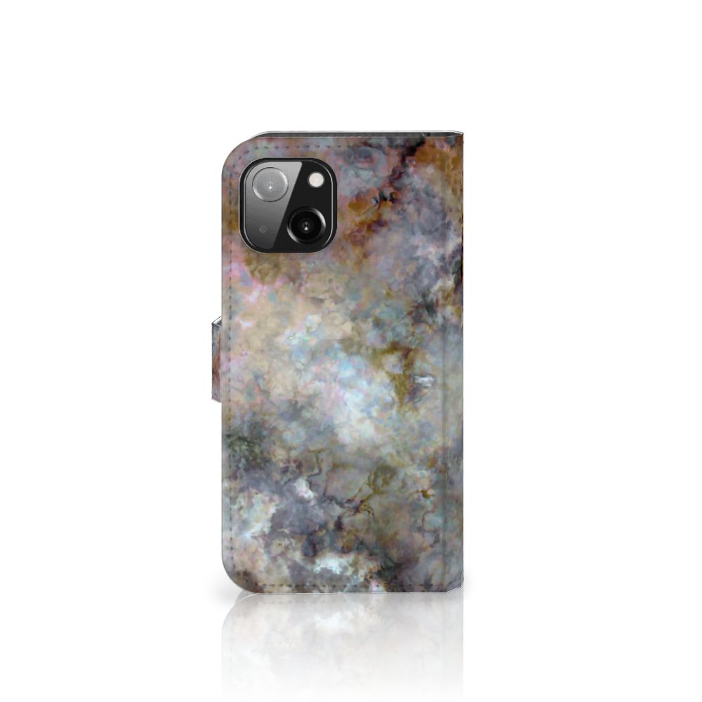 Apple iPhone 13 Bookcase Marmer Grijs