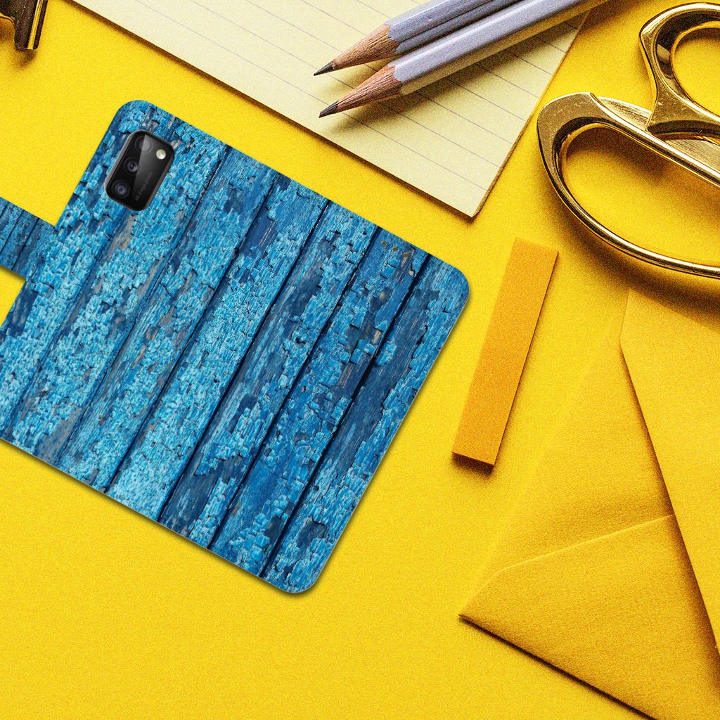 Samsung Galaxy A41 Book Style Case Wood Blue
