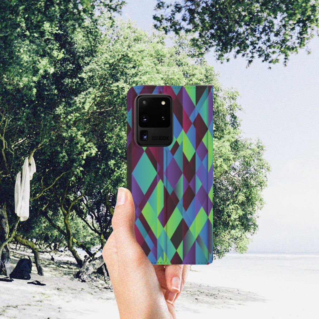 Samsung Galaxy S20 Ultra Stand Case Abstract Green Blue - B2C Telecom