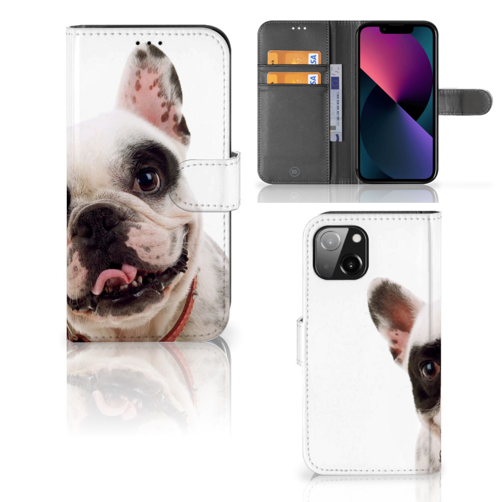 Apple iPhone 13 Telefoonhoesje met Pasjes Franse Bulldog