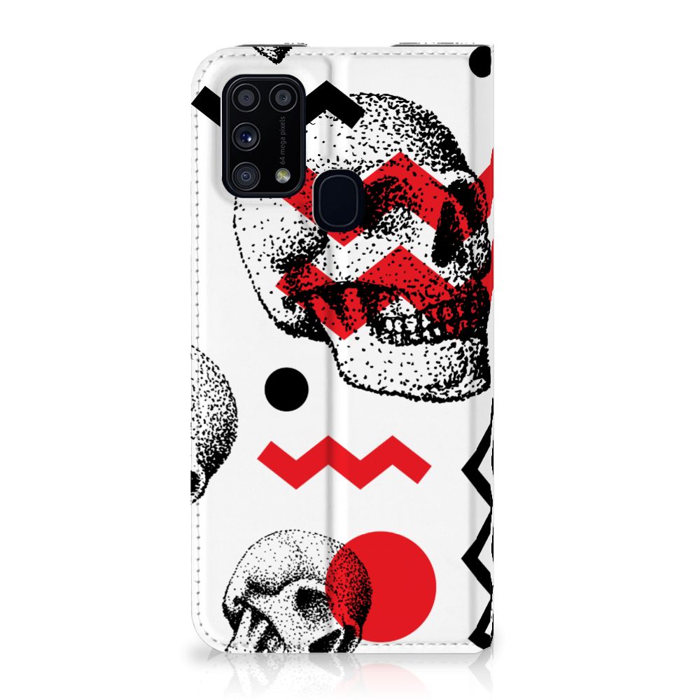 Mobiel BookCase Samsung Galaxy M31 Skull Red - B2C Telecom