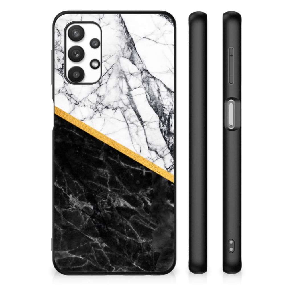 Samsung Galaxy A32 5G Marmeren Print Telefoonhoesje Marmer Wit Zwart - Origineel Cadeau Man B2C Telecom
