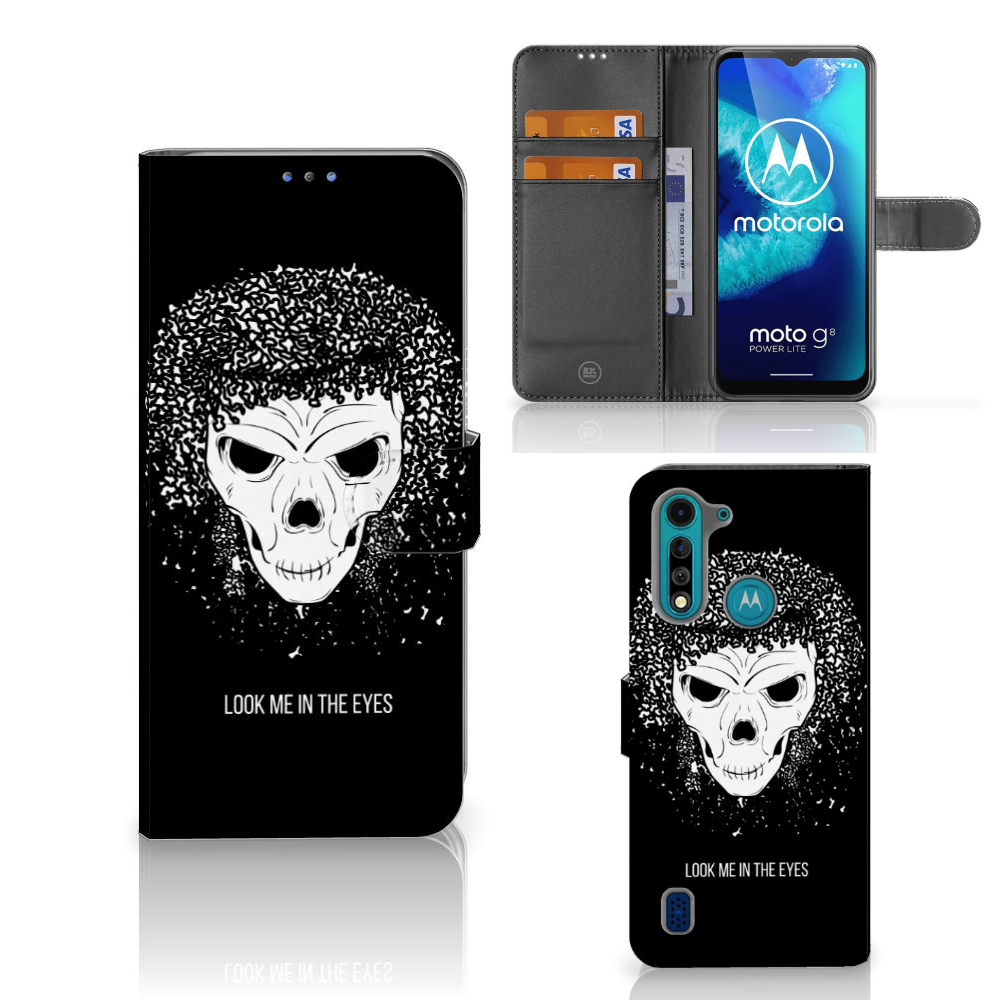 Telefoonhoesje met Naam Motorola G8 Power Lite Skull Hair