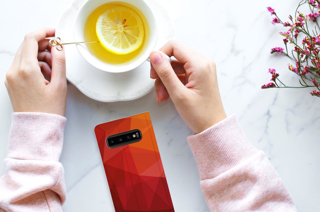 Stand Case voor Samsung Galaxy S10 Polygon Red - B2C Telecom