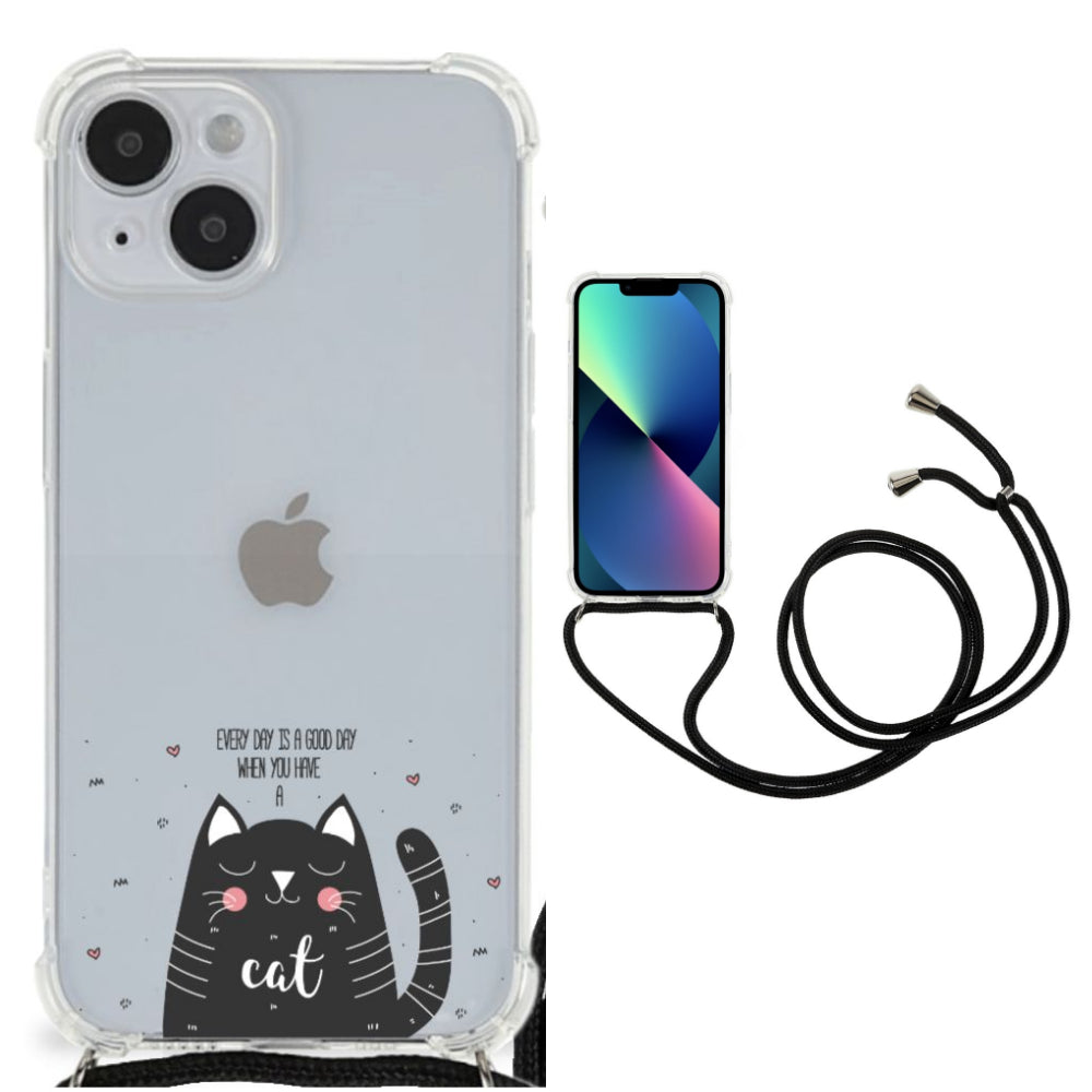 iPhone 14 Stevig Bumper Hoesje Cat Good Day