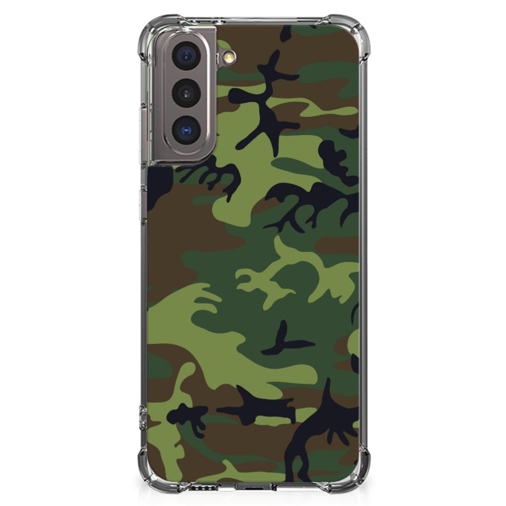 Samsung Galaxy S21 Doorzichtige Silicone Hoesje Army Dark