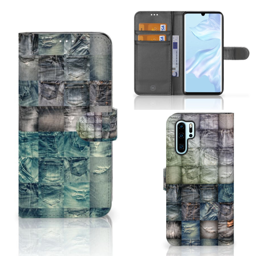 Wallet Case met Pasjes Huawei P30 Pro Spijkerbroeken