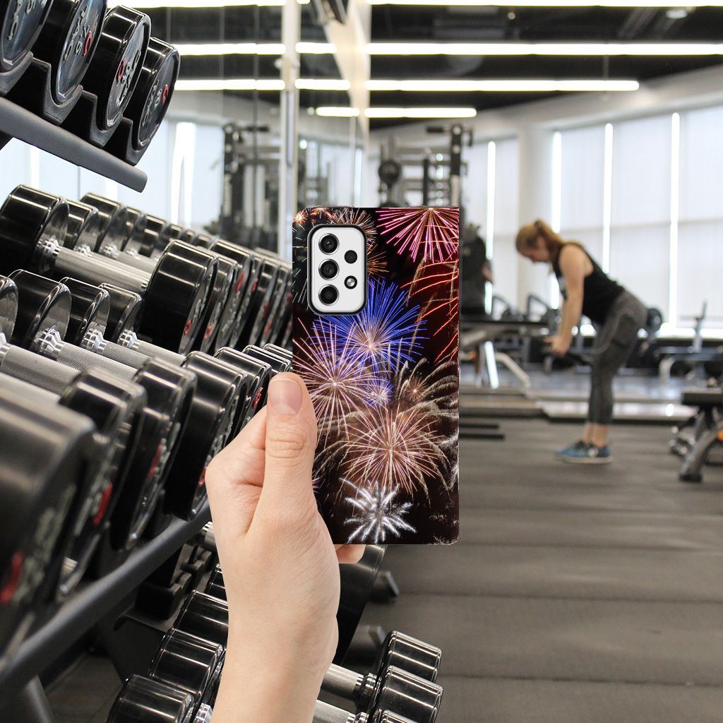 Samsung Galaxy A73 Hippe Standcase Vuurwerk - B2C Telecom