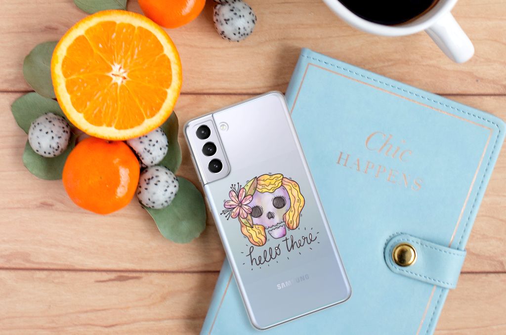 Silicone Back Case Samsung Galaxy S21 Plus Boho Skull B2C Telecom