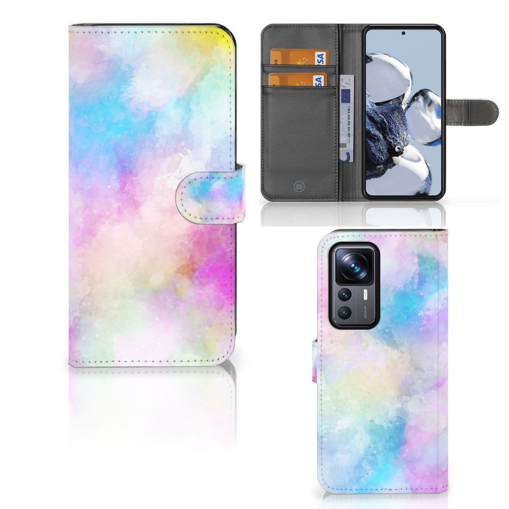 Hoesje Xiaomi 12T | 12T Pro Watercolor Light met pasjeshouder in pastelkleuren.