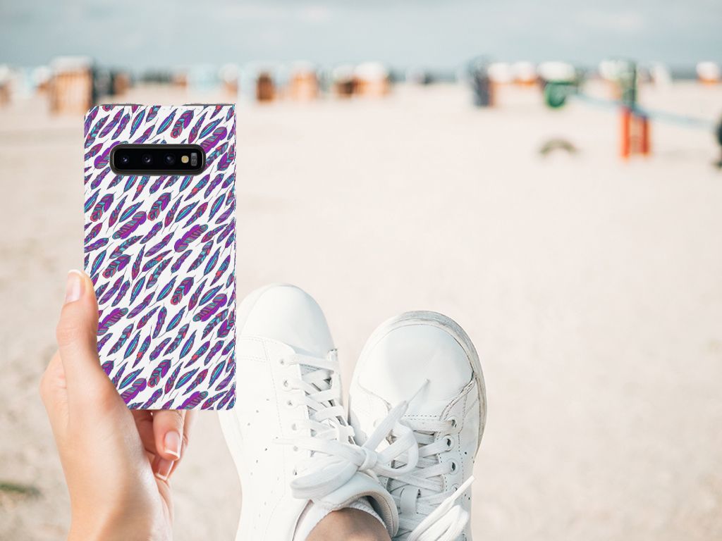 Samsung Galaxy S10 Hoesje met Magneet Feathers Color