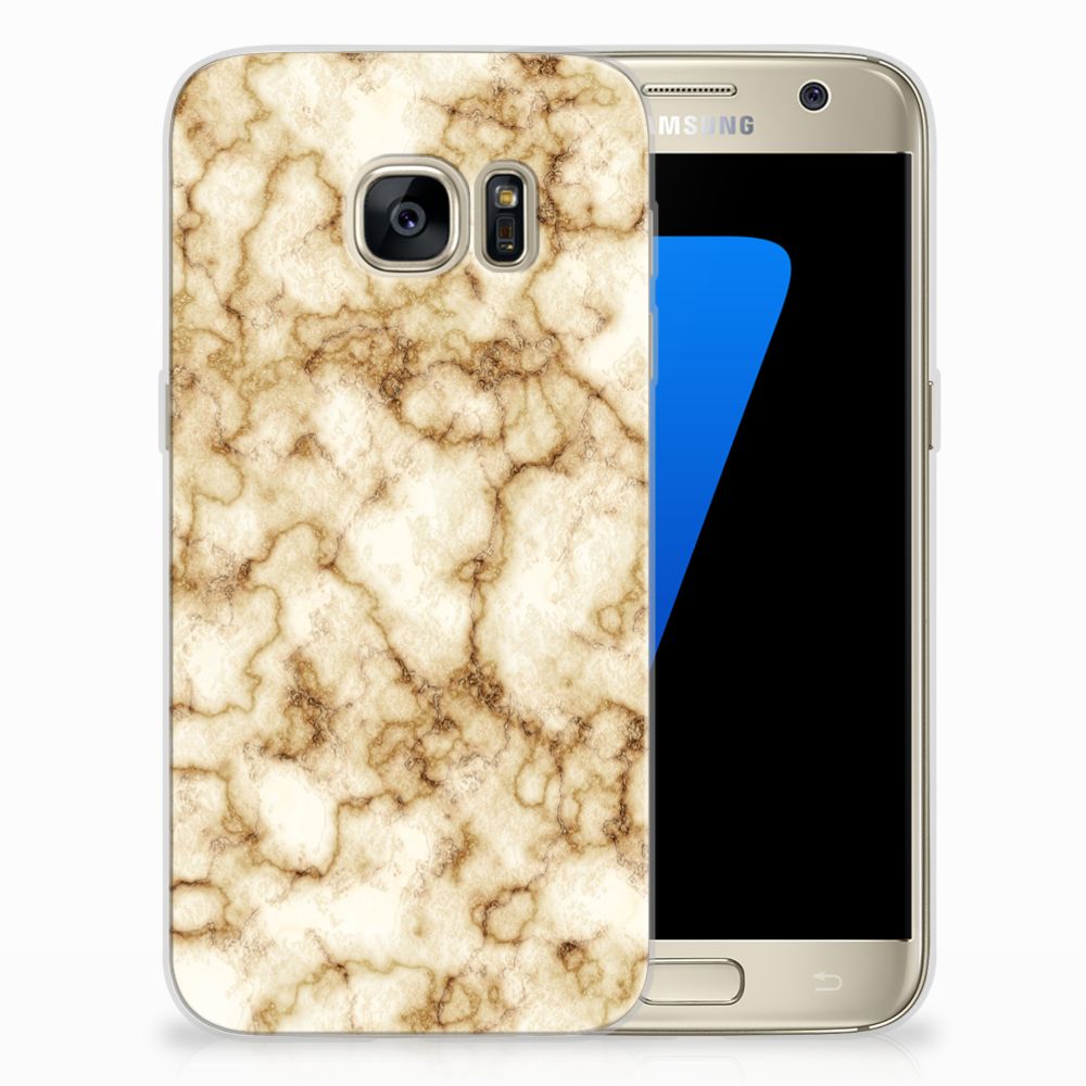 Samsung Galaxy S7 TPU Siliconen Hoesje Marmer Goud