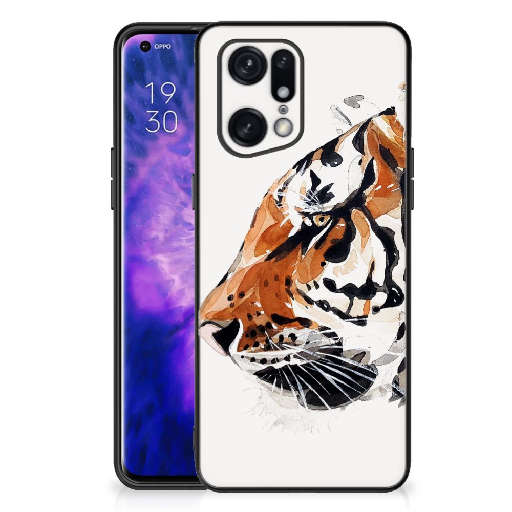 Kleurrijke Telefoonhoesje OPPO Find X5 Pro Watercolor Tiger