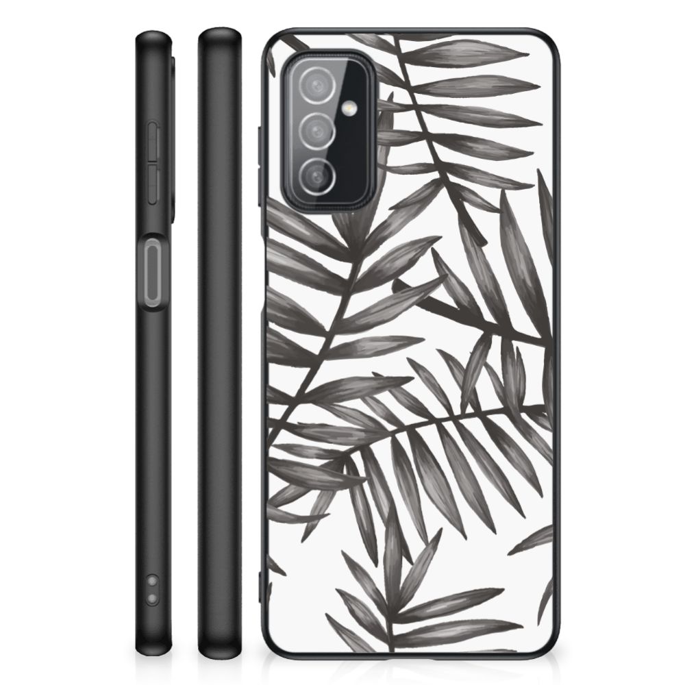 Samsung Galaxy M52 Bloemen Hoesje Leaves Grey B2C Telecom