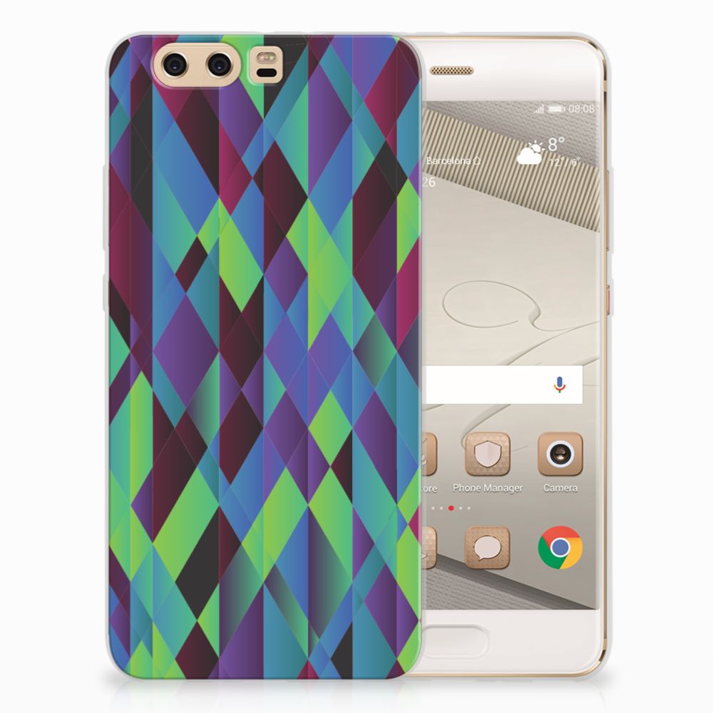 Huawei P10 Plus TPU Hoesje Abstract Green Blue