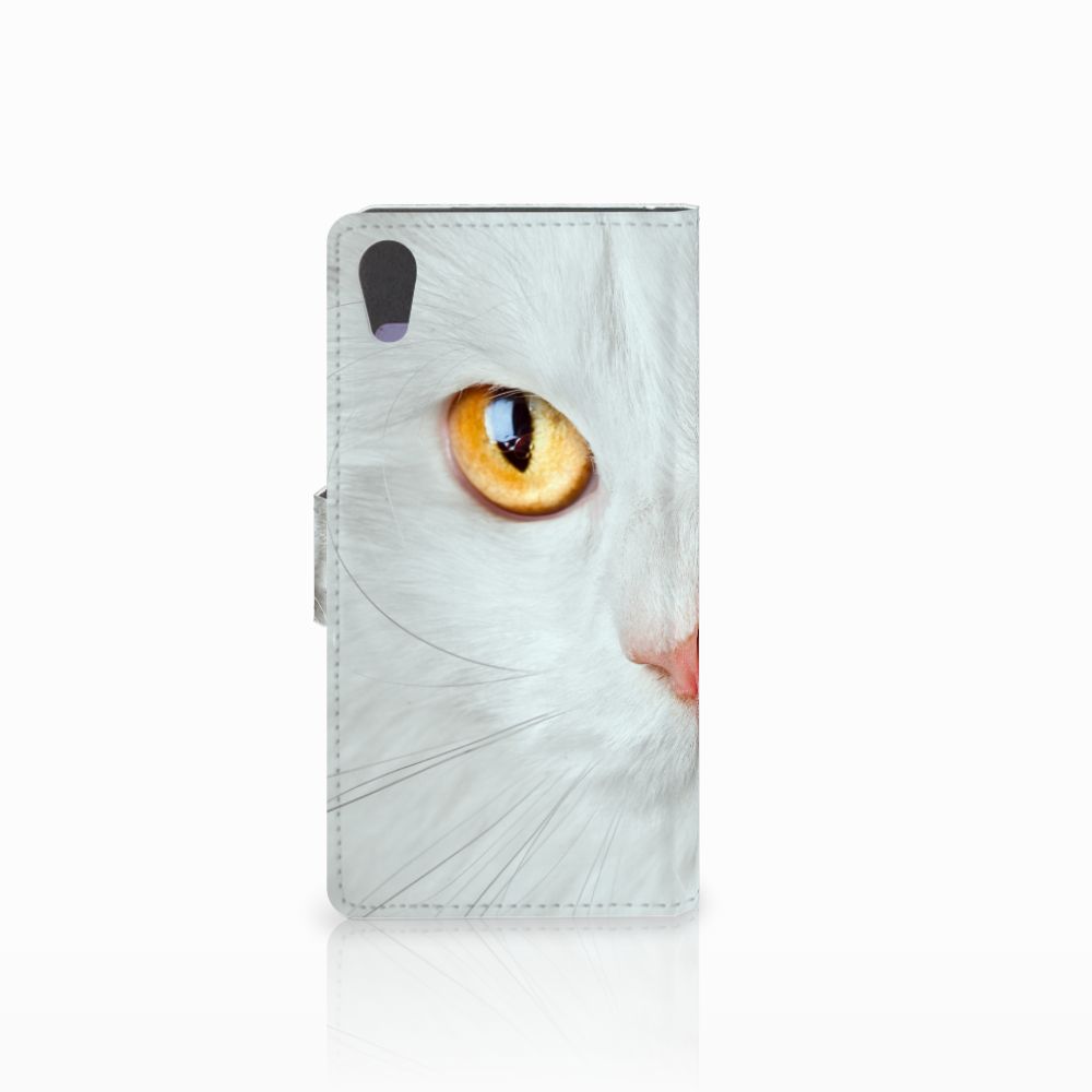 Sony Xperia XA1 Telefoonhoesje met Pasjes Witte Kat