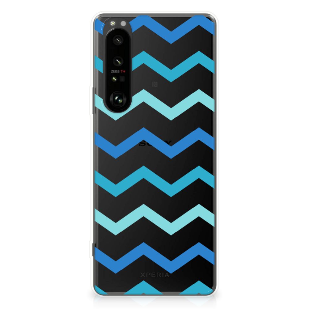 Sony Xperia 1 III TPU bumper Zigzag Blauw