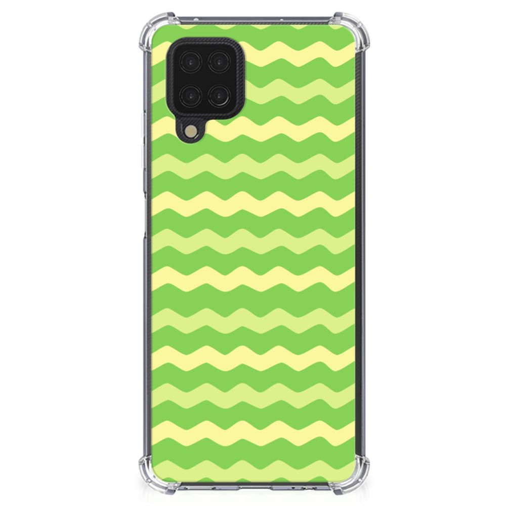 Samsung Galaxy A12 Doorzichtige Silicone Hoesje Waves Green