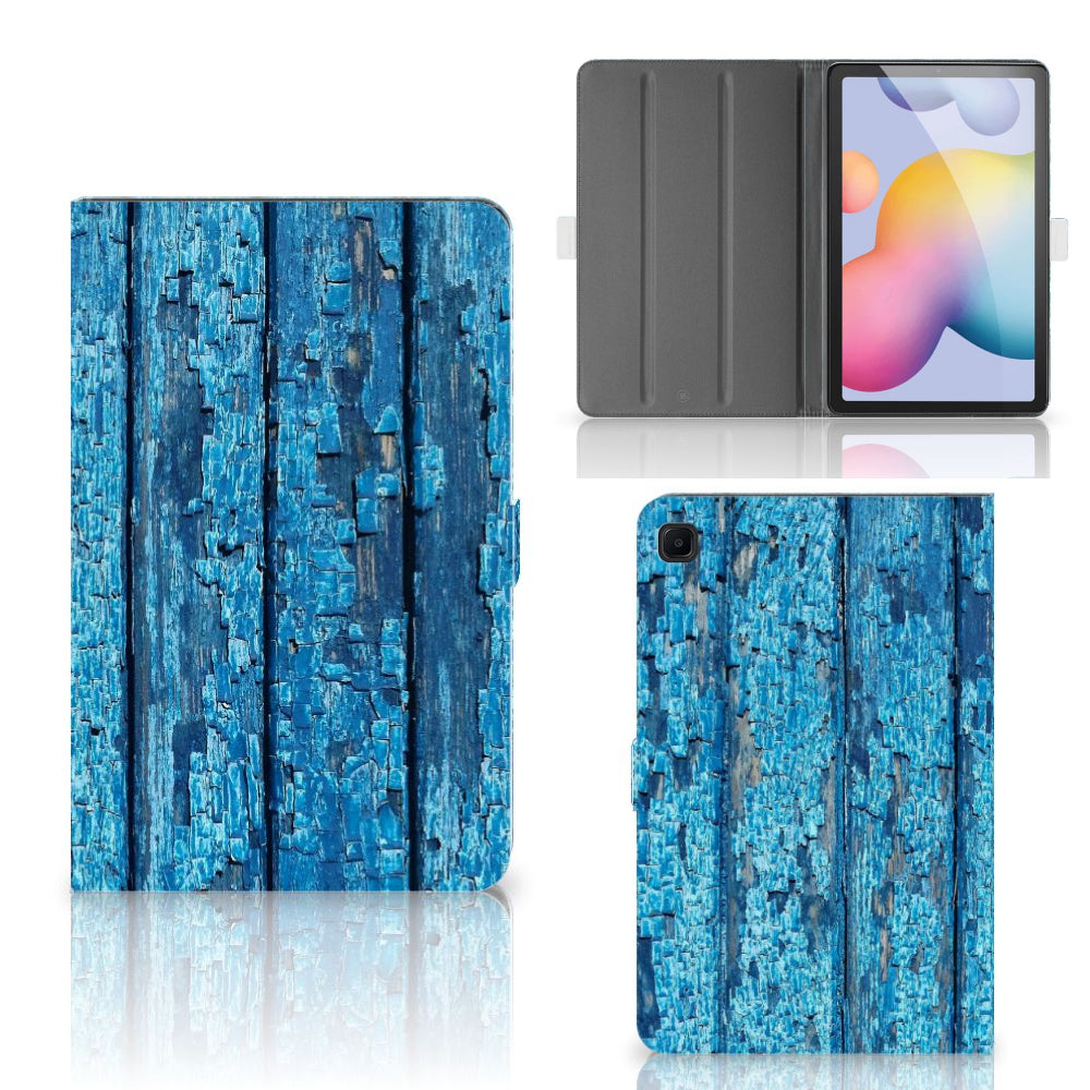 Samsung Galaxy Tab S6 Lite | S6 Lite (2022) Tablet Book Cover Wood Blue