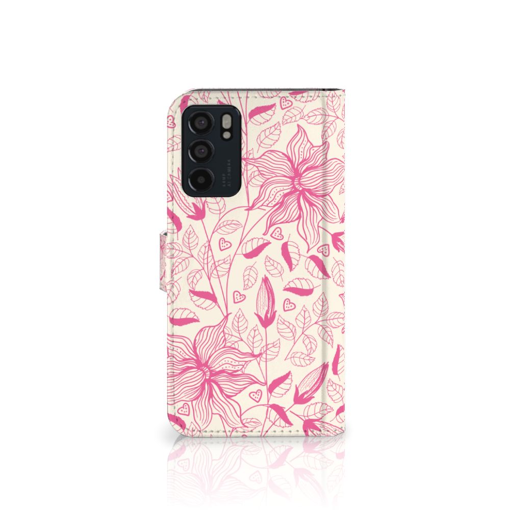 OPPO Reno6 5G Hoesje Pink Flowers