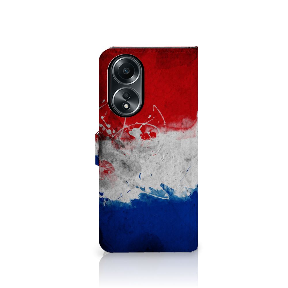 OPPO A58 4G Bookstyle Case Nederland met artistiek design van de Nederlandse vlag.