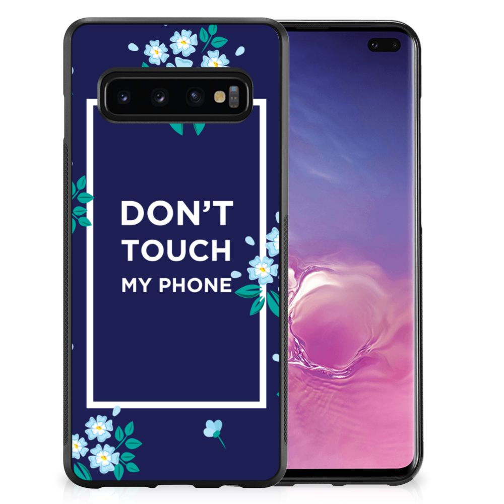 Samsung Galaxy S10+ TPU Hoesje Flowers Blue DTMP