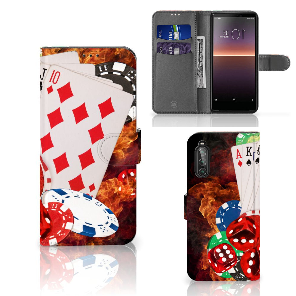 Sony Xperia 10 II Wallet Case met Pasjes Casino