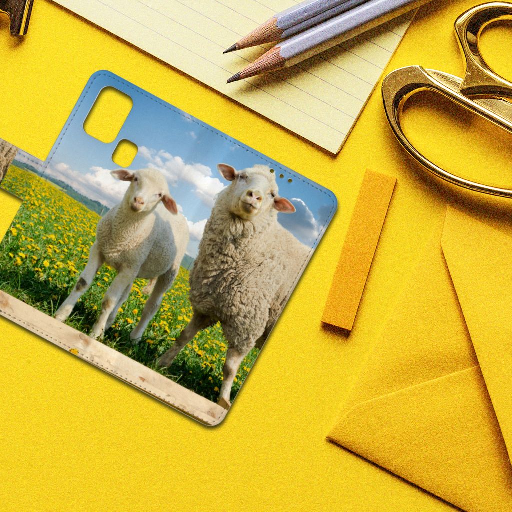 Samsung Galaxy M31 Telefoonhoesje met Pasjes Schaap en Lammetje