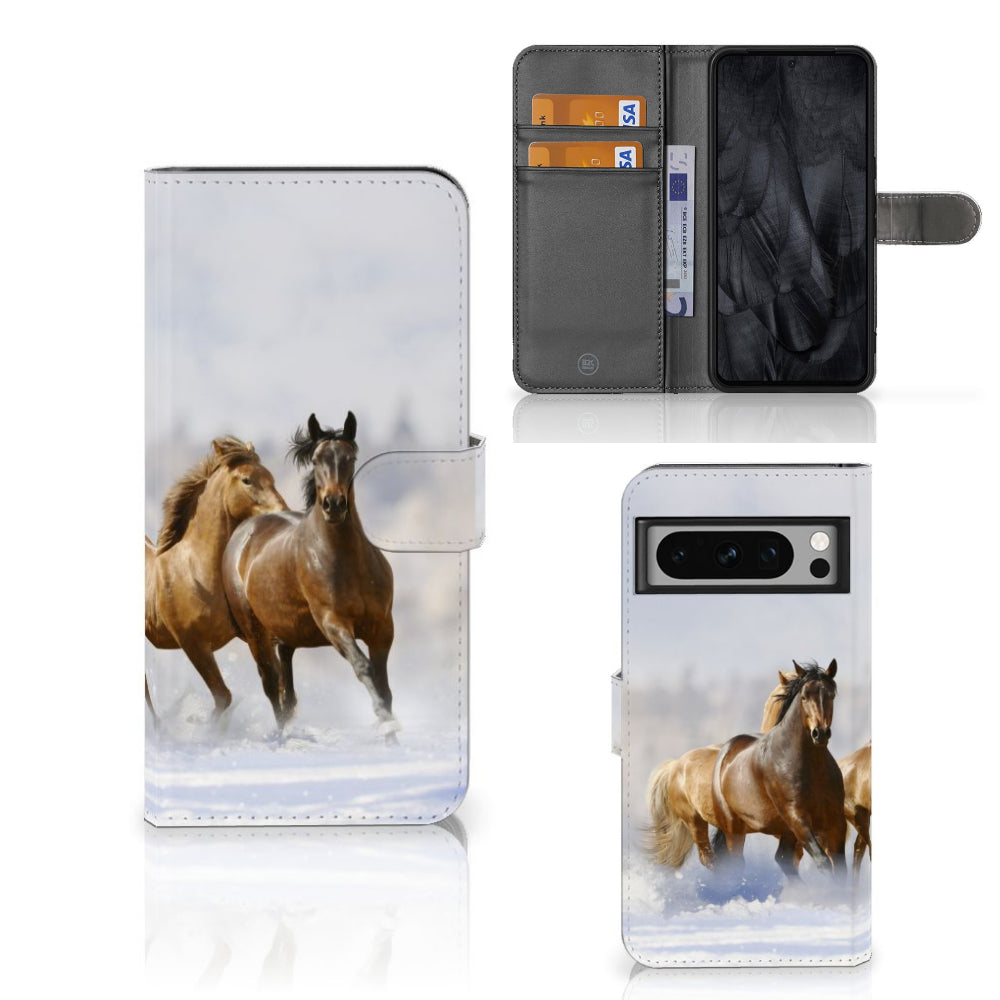 Google Pixel 8 Pro Telefoonhoesje met Pasjes Paarden