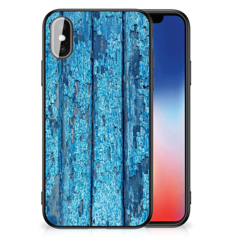 iPhone X | Xs Houten Print Telefoonhoesje Wood Blue