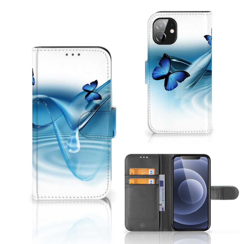 Apple iPhone 12 Mini Telefoonhoesje met Pasjes Vlinders