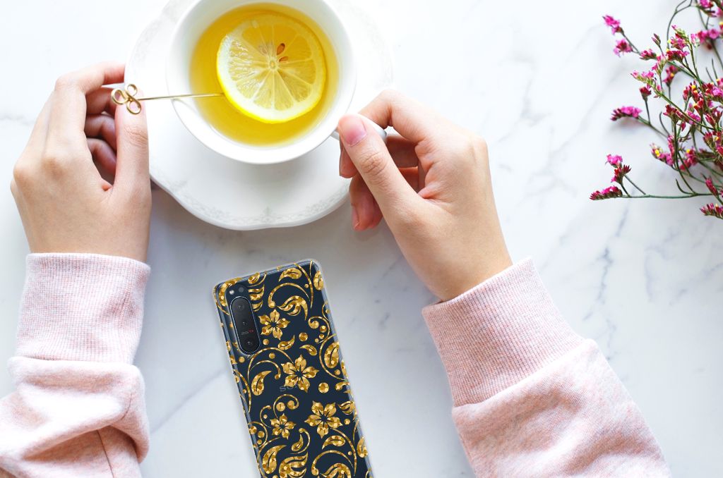 Sony Xperia 5II TPU Case Gouden Bloemen B2C Telecom