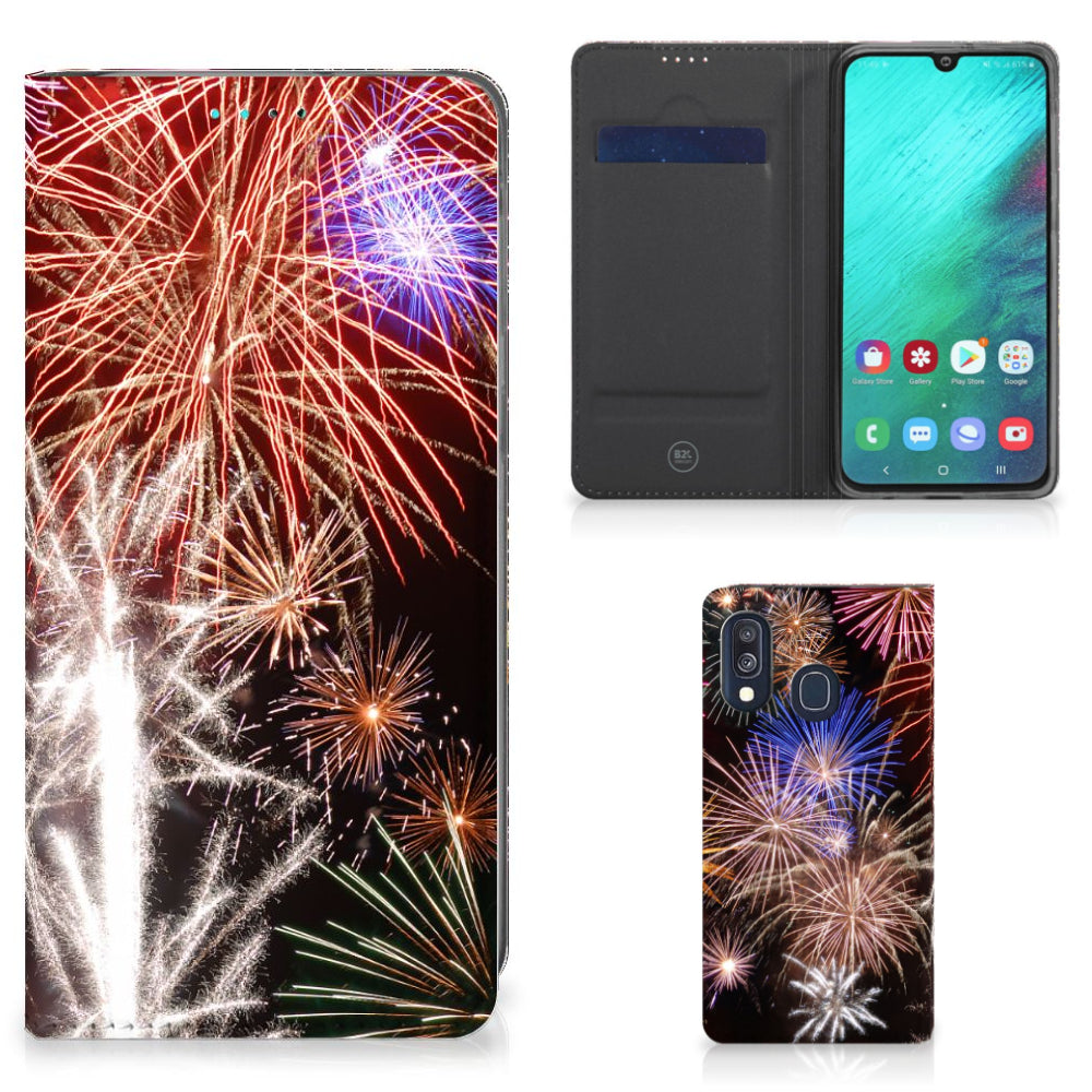 Samsung Galaxy A40 Hippe Standcase Vuurwerk