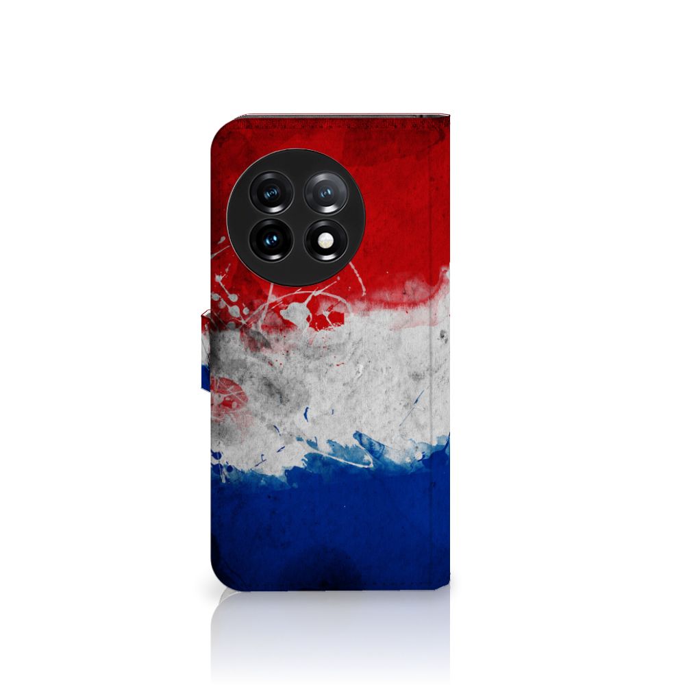 OnePlus 11 Bookstyle Case Nederland met artistiek ontwerp van de Nederlandse vlag