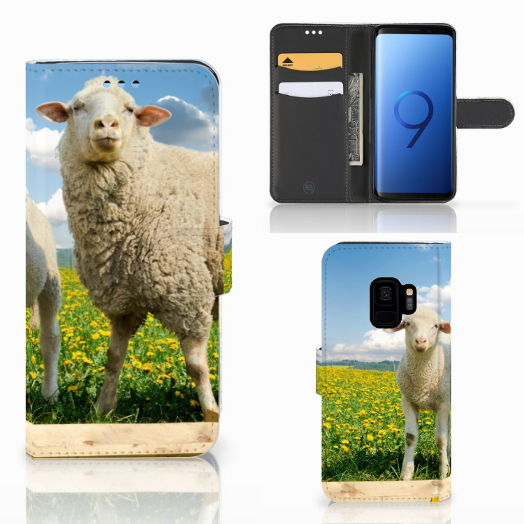 Samsung Galaxy S9 Telefoonhoesje met Pasjes Schaap en Lammetje