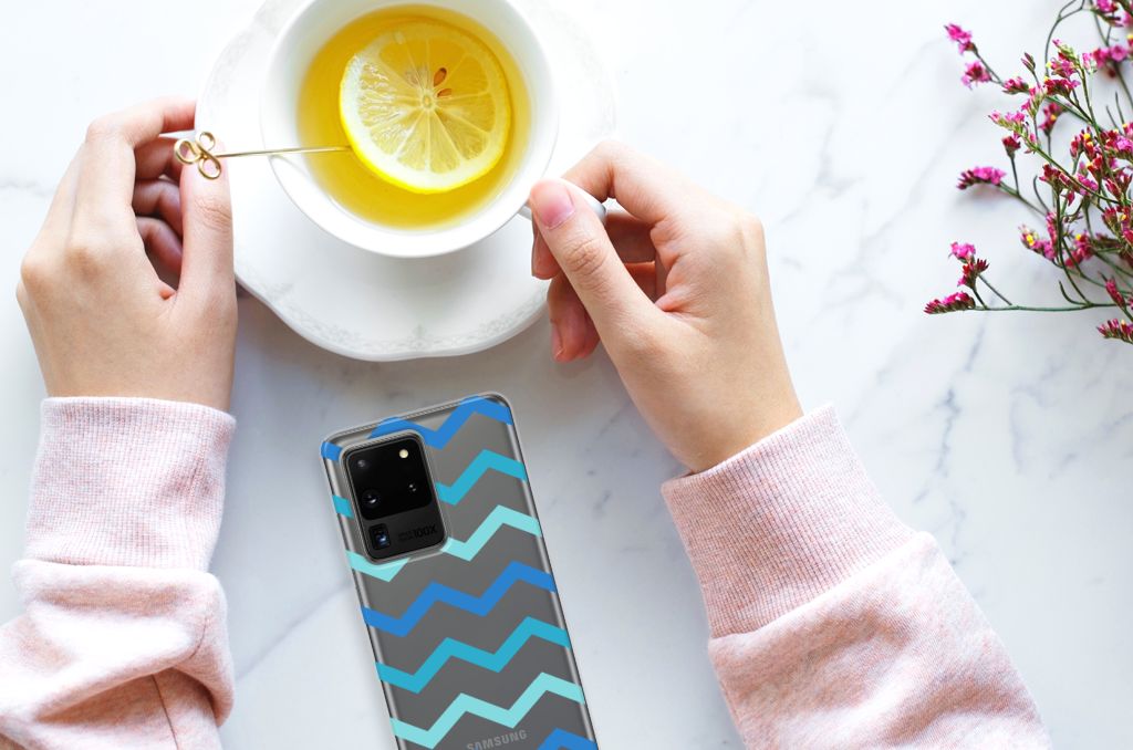 Samsung Galaxy S20 Ultra TPU bumper Zigzag Blauw B2C Telecom
