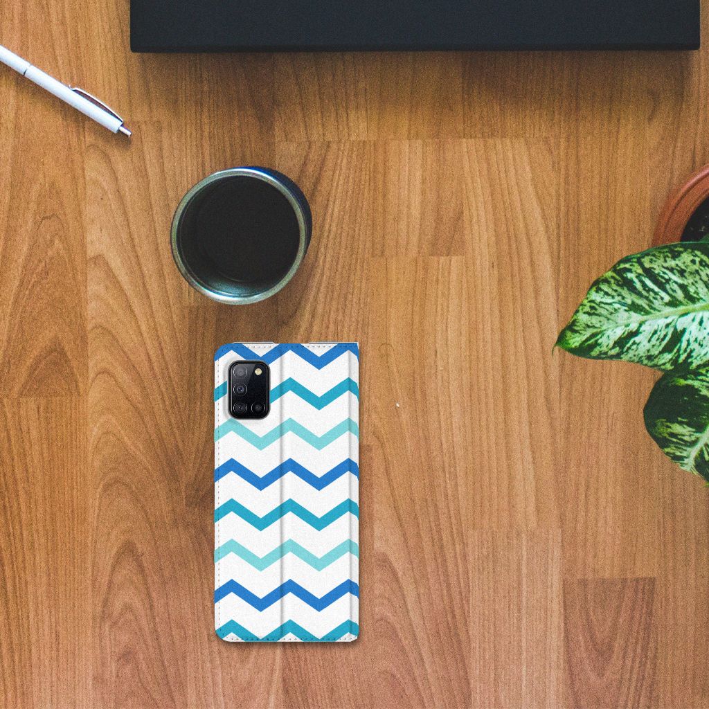 Samsung Galaxy A31 Hoesje met Magneet Zigzag Blauw - B2C Telecom