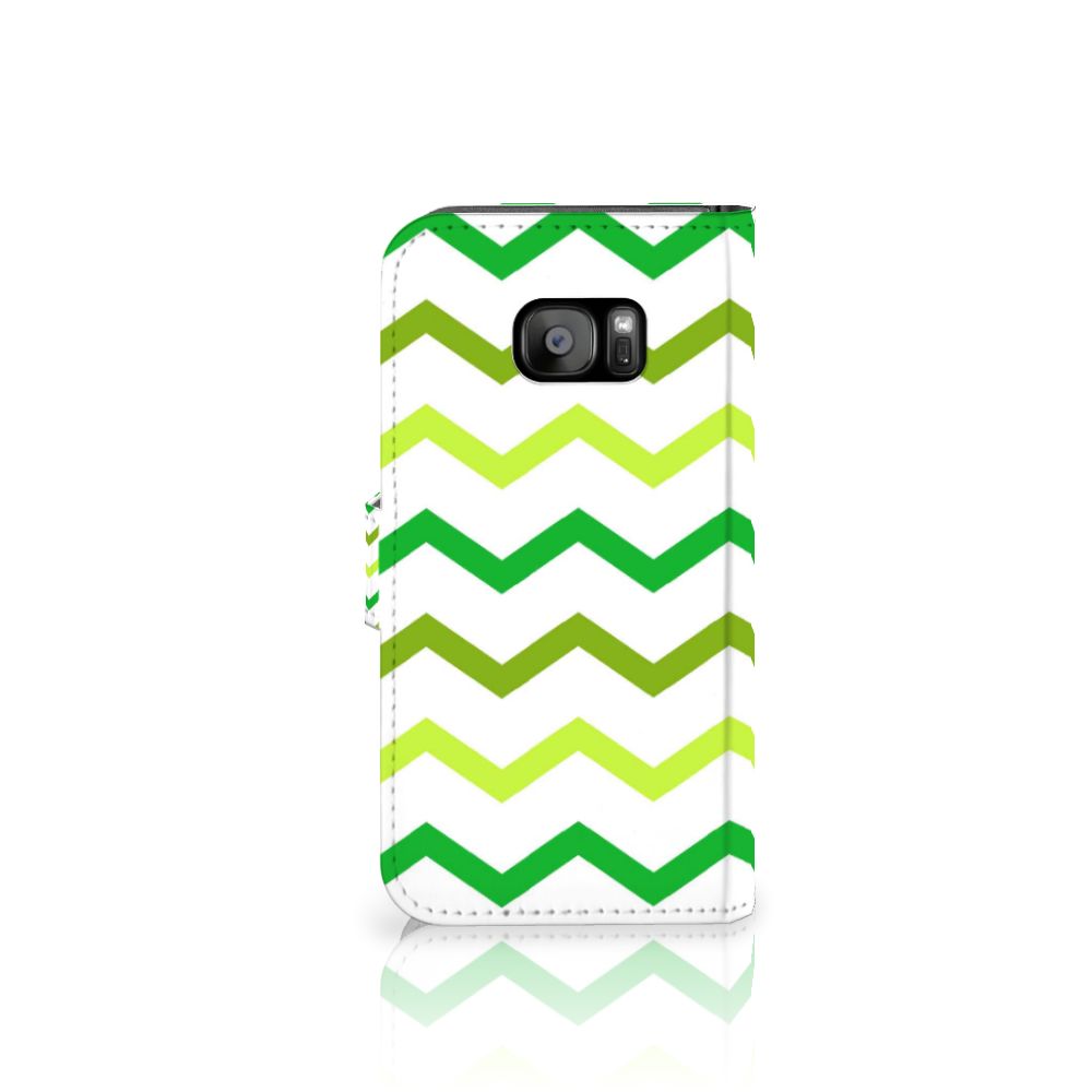 Samsung Galaxy S7 Edge Telefoon Hoesje Zigzag Groen