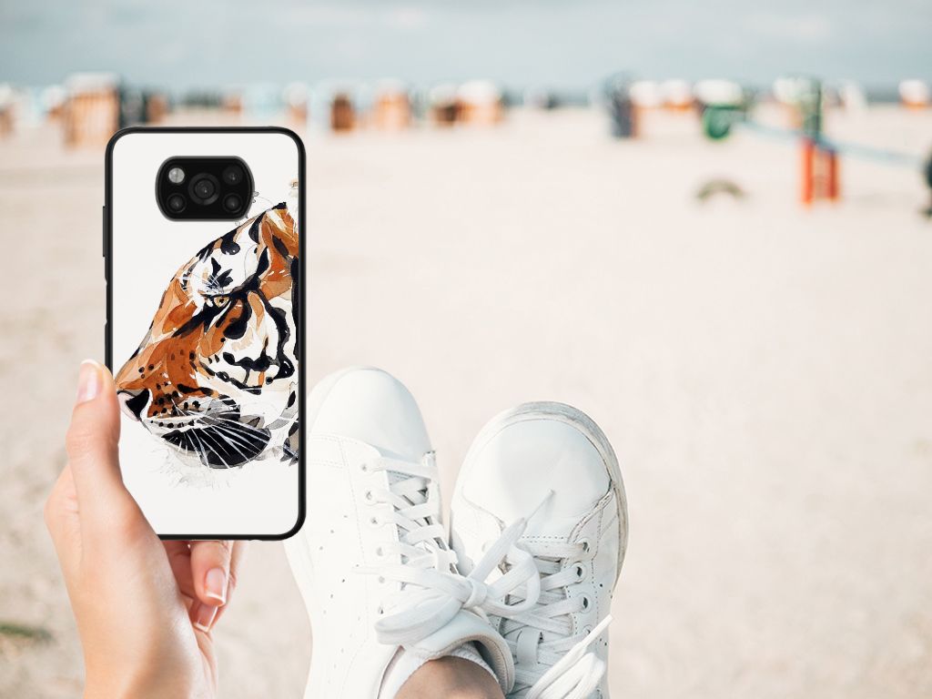 Kleurrijke Telefoonhoesje Xiaomi Poco X3 | X3 Pro Watercolor Tiger B2C Telecom